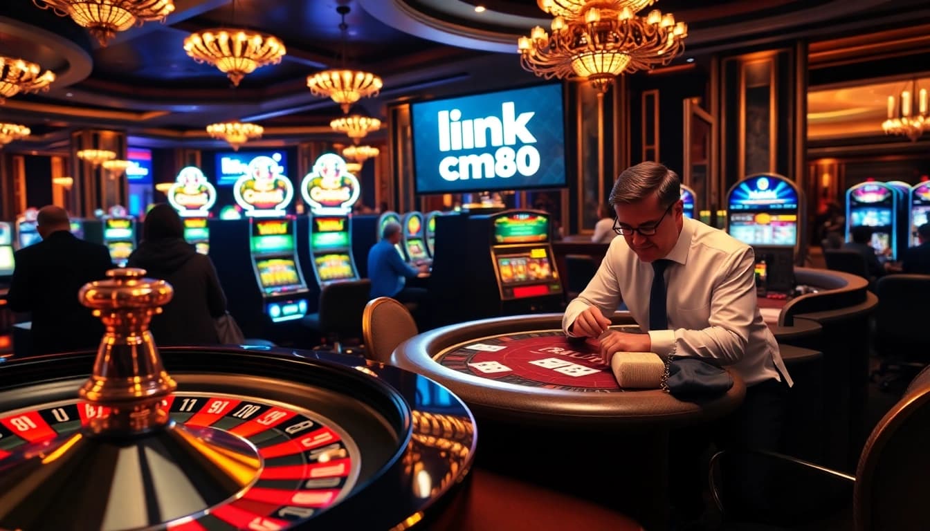 Experience the excitement of gambling at link cm88 with a vibrant casino scene.