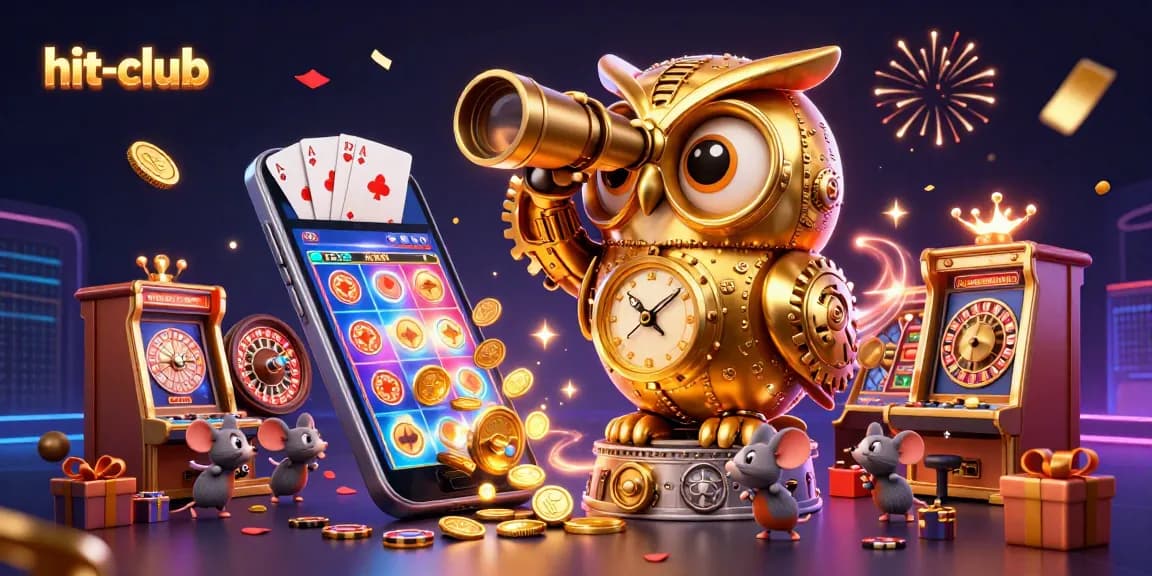 Spin to win at hit-club, where a clockwork owl and tiny mice enjoy vibrant casinos!