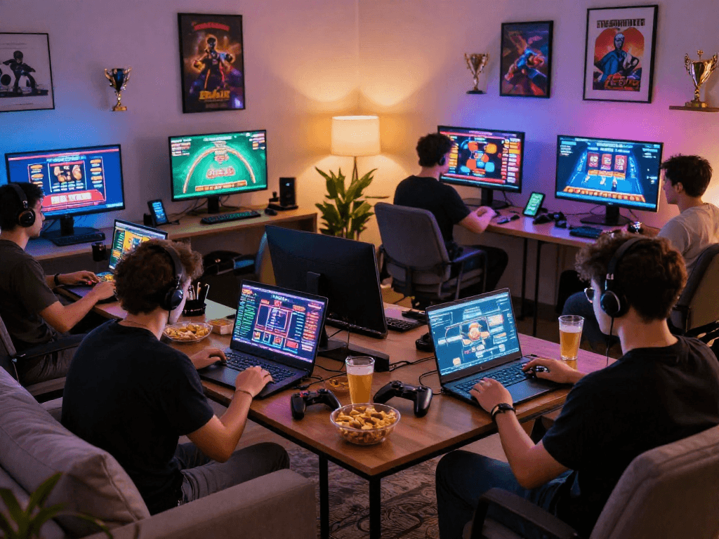 Players enjoying online gaming experiences on various platforms, showcasing the excitement of gambleonline.