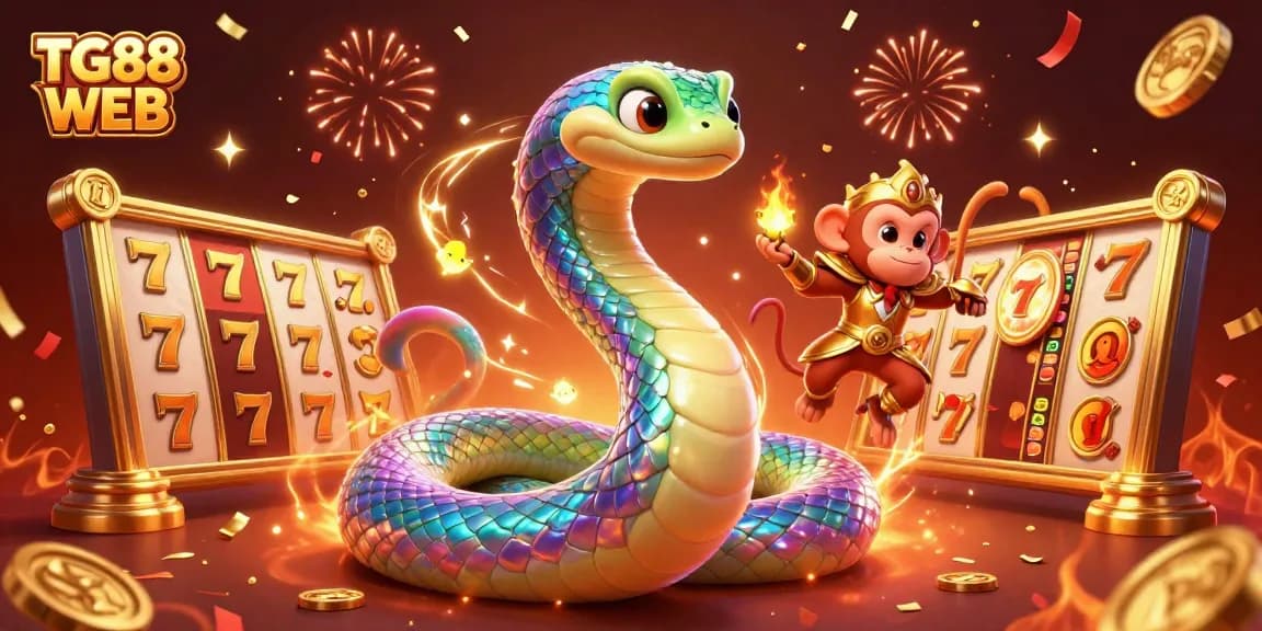 Engage in thrilling gameplay at TG88 WEB with a vibrant illustration featuring a magical scene of a serpent and king.