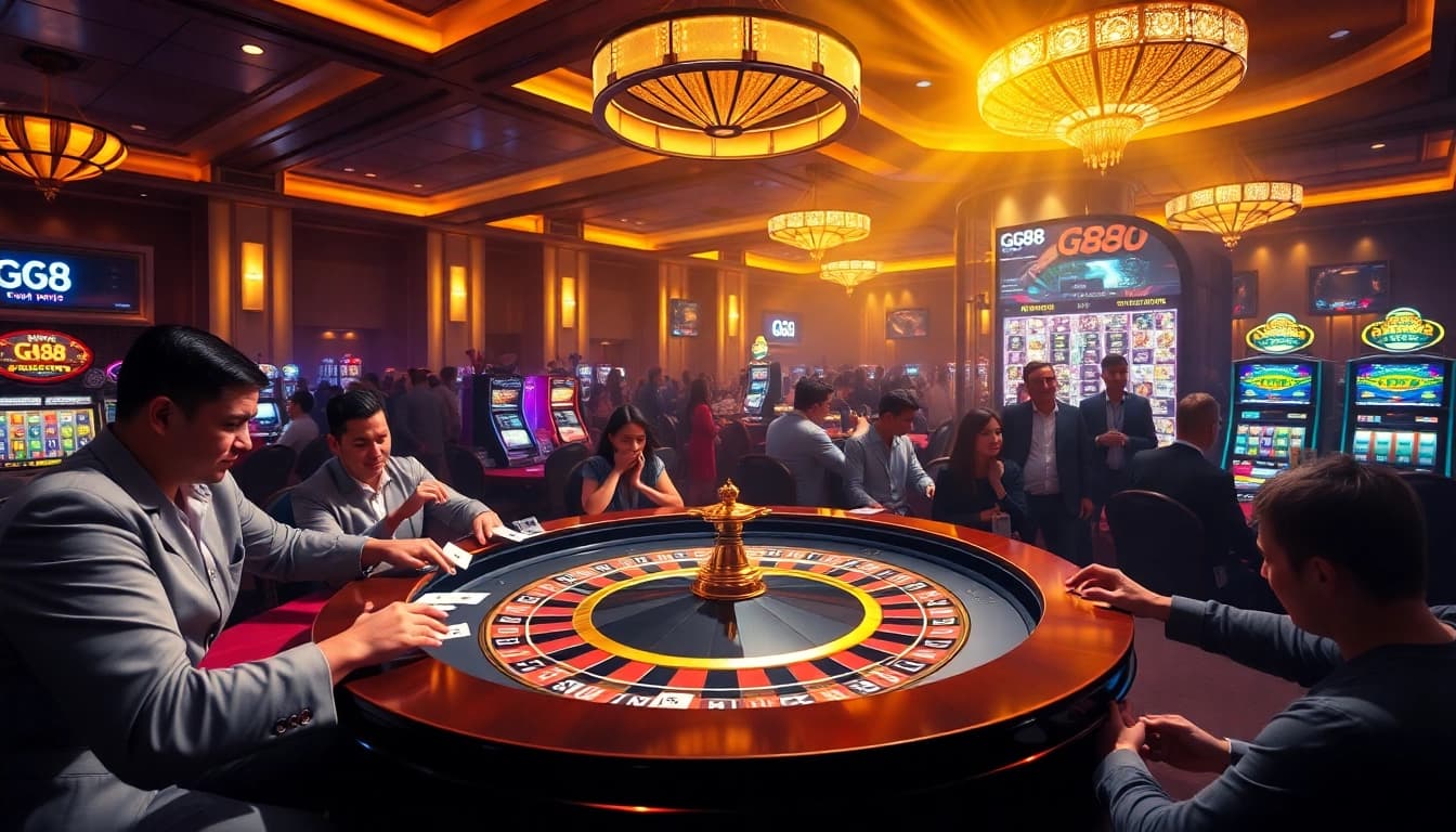 Experience thrilling gameplay at GG88 with players strategizing around a luxury roulette table.