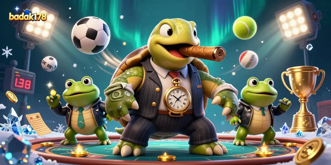 Join badak178 at the thrilling casino scene with dynamic sports betting elements and vibrant characters.