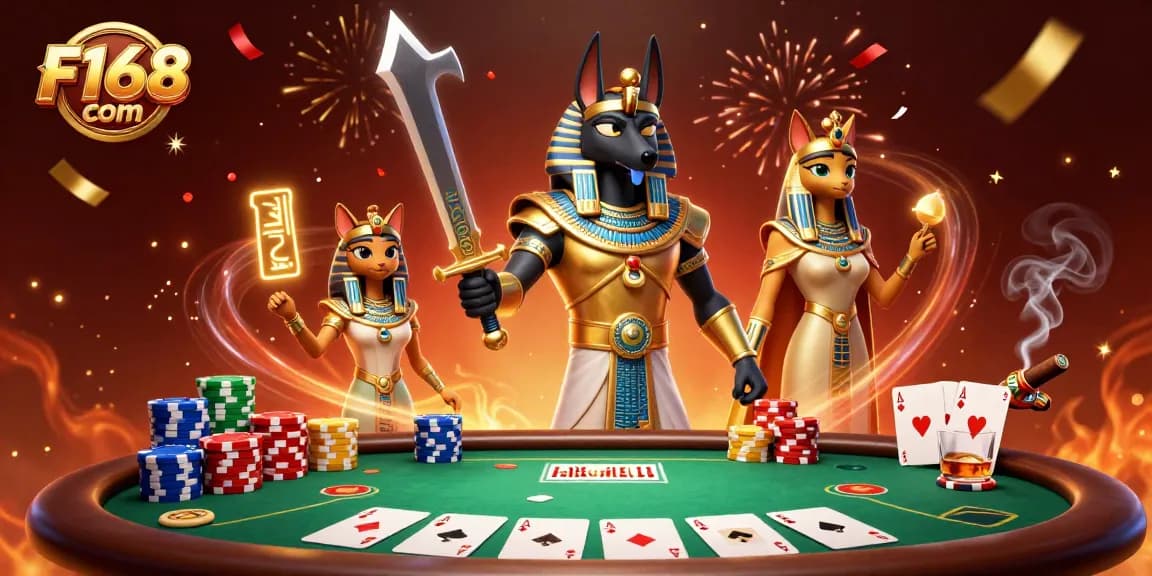Experience the thrill of winning at F168 com with Anubis and Bastet in a vibrant casino!