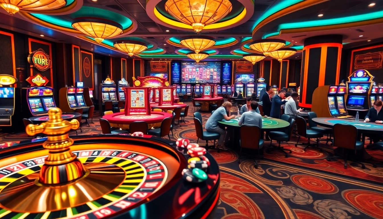 Experience thrilling gameplay with Link truy cập Ku88 amidst luxurious casino tables filled with excitement.