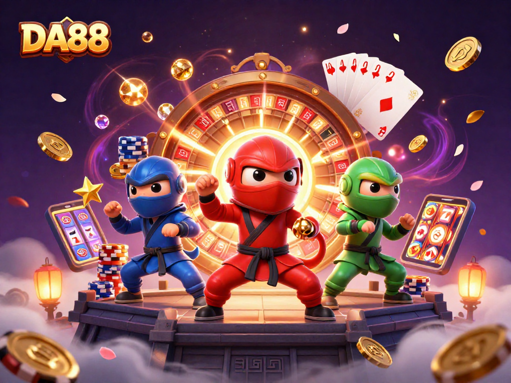 DA88 ninja chameleon team unleashes coins and excitement in a vibrant casino scene