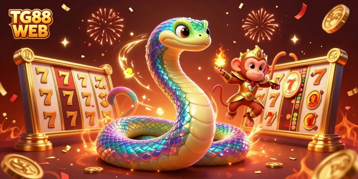 Engage in thrilling gameplay at TG88 WEB with a vibrant illustration featuring a magical scene of a serpent and king.