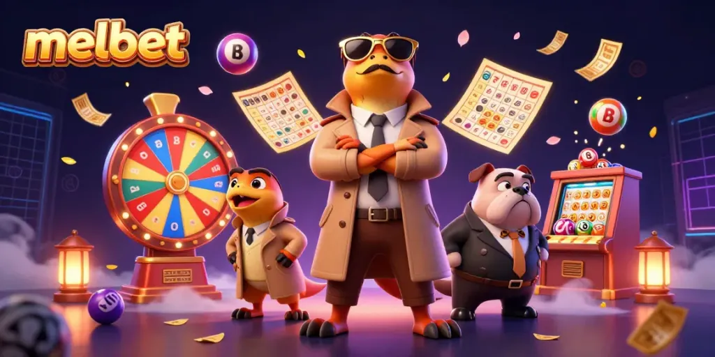 Experience the excitement of melbet with cartoon characters entering a VIP casino lounge.