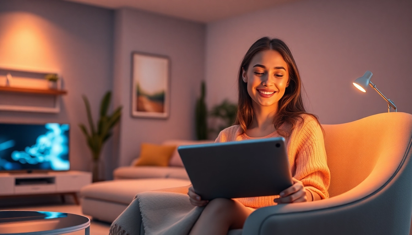 Experience the bond with your girlfriend AI in a cozy, tech-savvy setting.