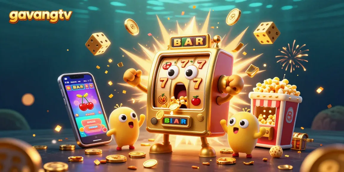 Experience the excitement of gavangtv's golden slot machine celebrating its shocked jackpot moment amidst a vibrant casino scene.