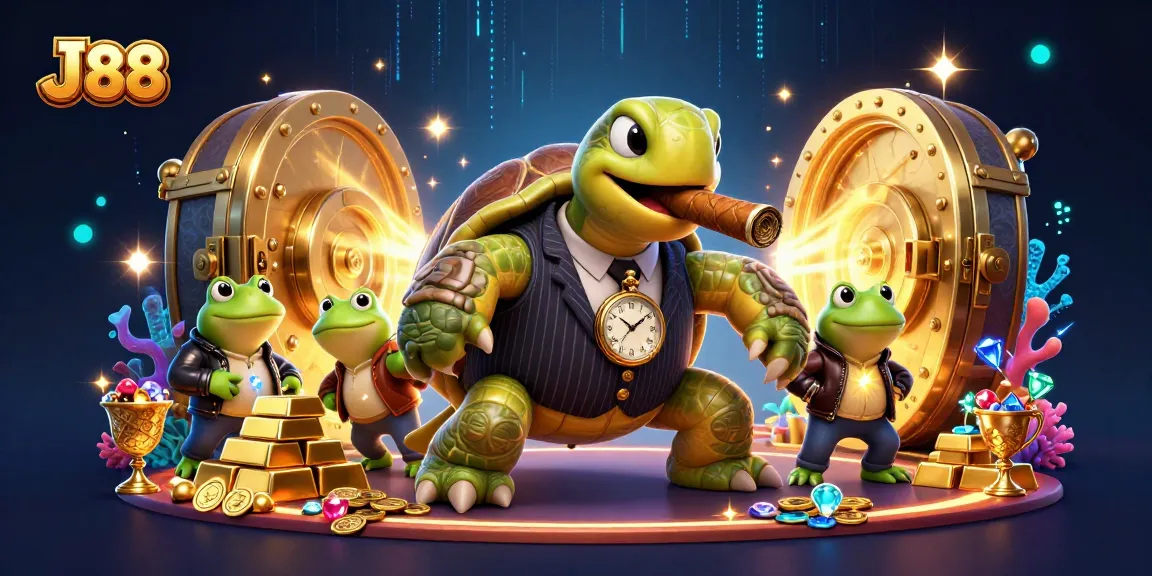 Engage with J 88's thrilling casino experience featuring a unique cartoon turtle character with dynamic gameplay elements.