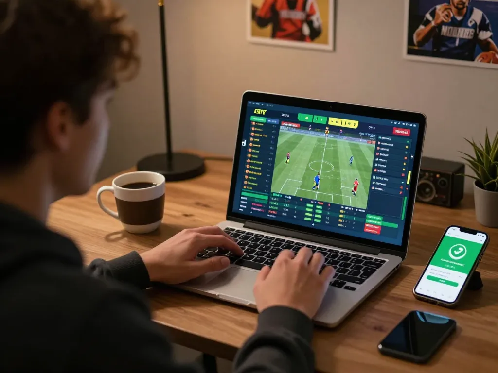 Engaging live sports betting on LC88 platform, showcasing desktop and mobile screens during a game.