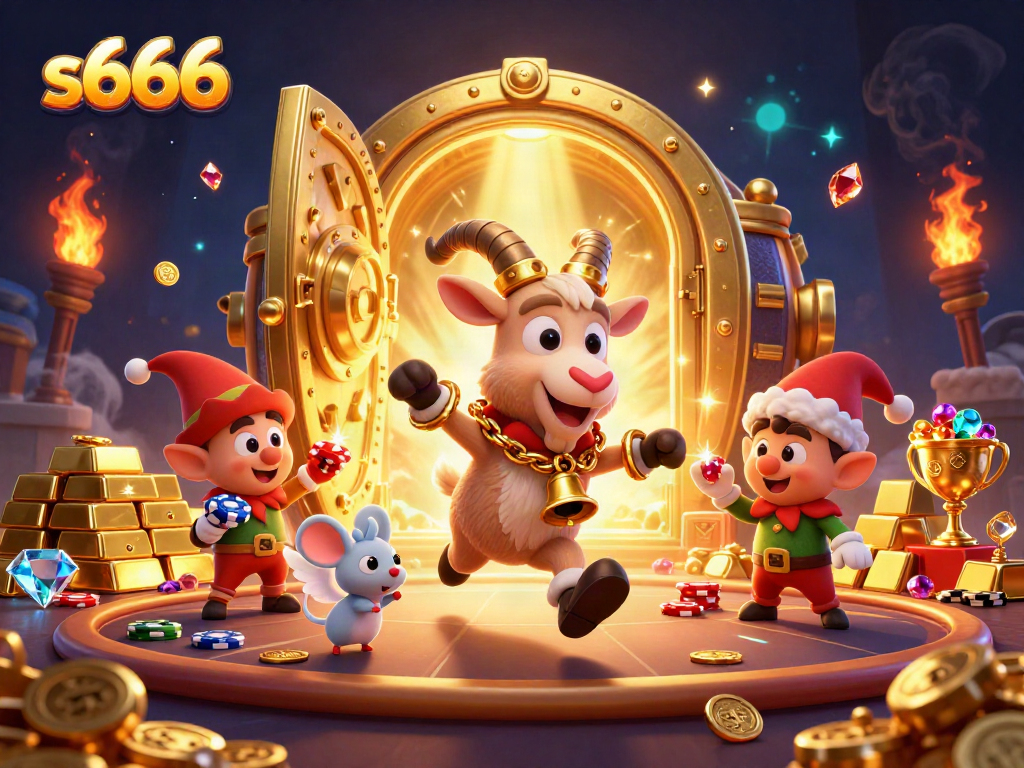 s666 gamblers experience festive chaos with Krampus, angel mouse, and naughty gremlins.
