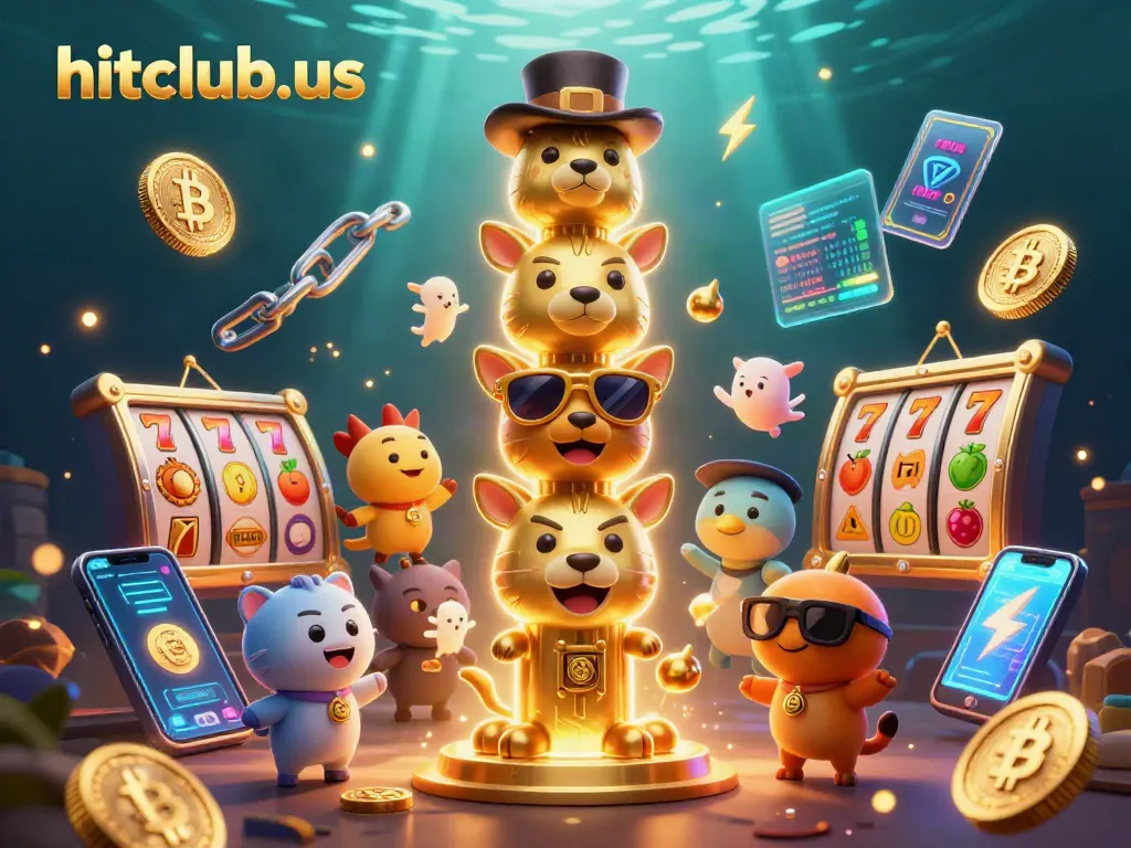 Play and win at hitclub-us with dynamic casino-themed characters and vibrant 3D elements.