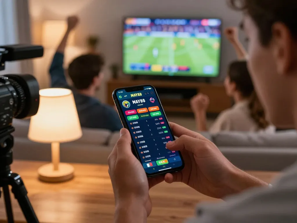 MAY88 sports betting scene showing dynamic smartphone interface and engaging gameplay.