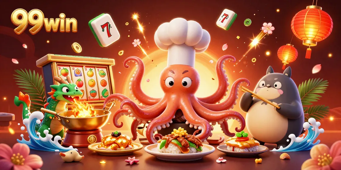 Play exciting slot games with 99win in a vibrant 3D digital casino scene.