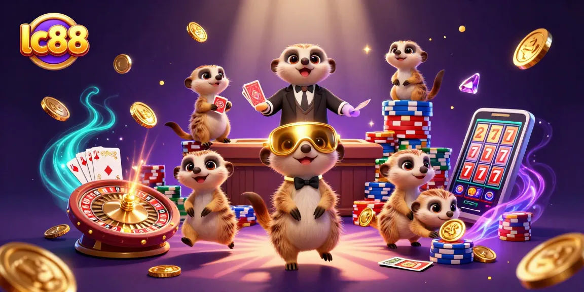 Experience thrilling gaming at lc88 with daring meerkats in a vibrant casino scene