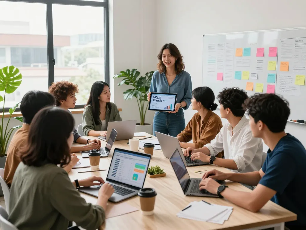 Entrepreneurs collaborating in a modern workspace at https://fabetbiz.com/ showcasing innovative business strategies.