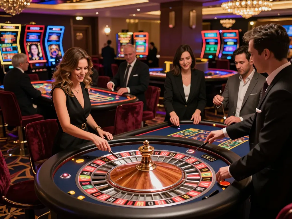 Exciting roulette gameplay at o8 casino with patrons engaged and celebrating wins.
