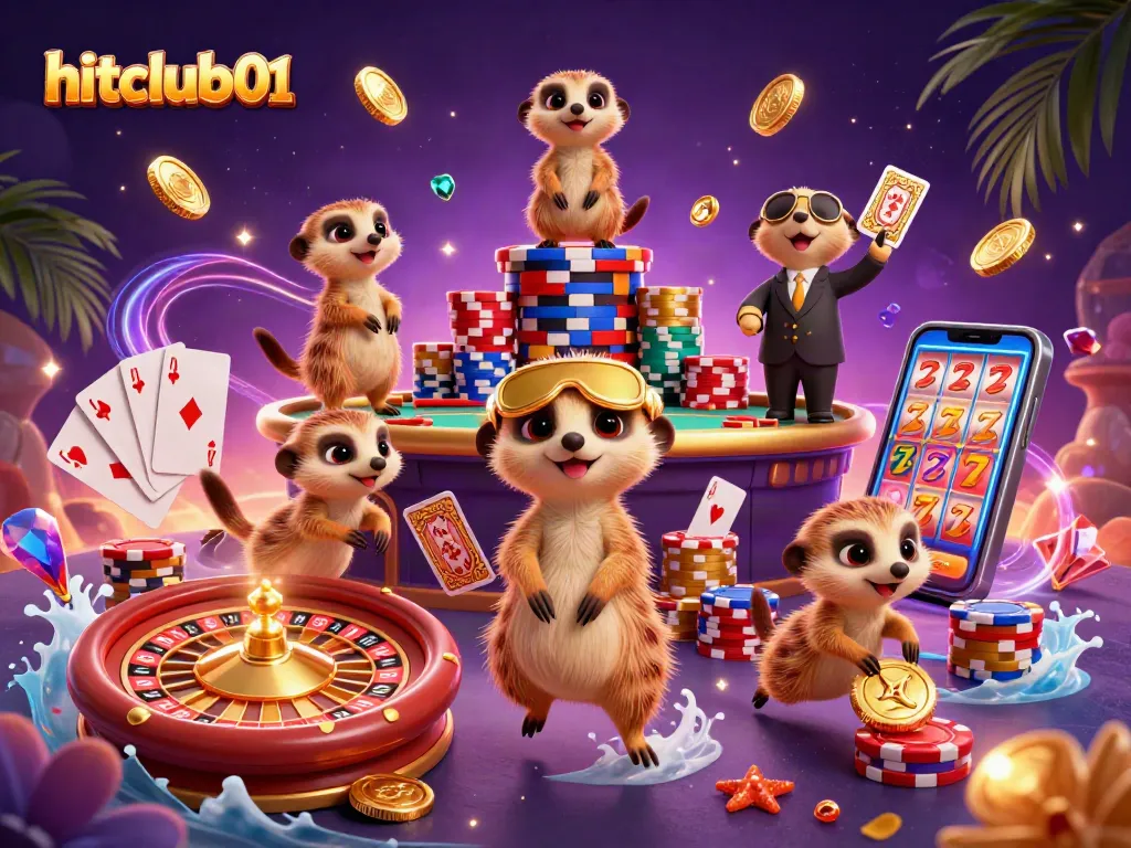 Experience the thrill of hitclub01 with playful meerkats managing a bustling casino operation.