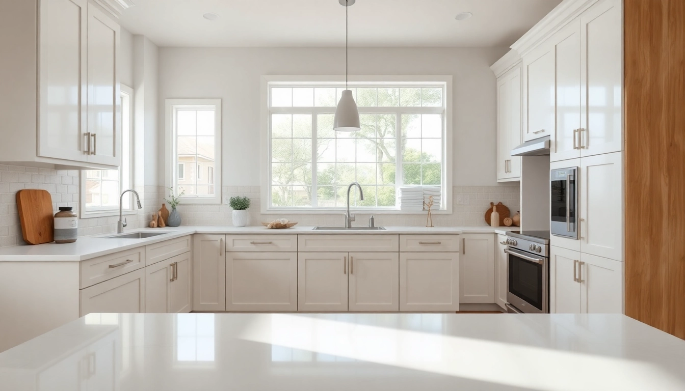 Cabinet Refacing Largo FL: Freshly refaced kitchen cabinets in a bright, modern setting.