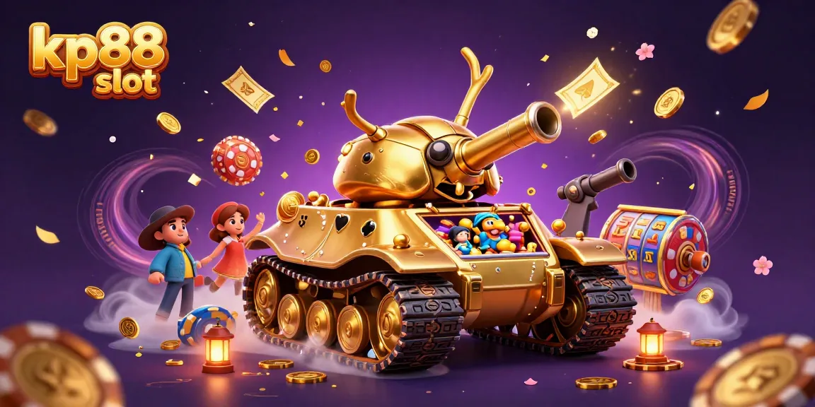 Experience the thrill of kp88 slot with a vibrant 3D illustration featuring a unique casino beetle tank.