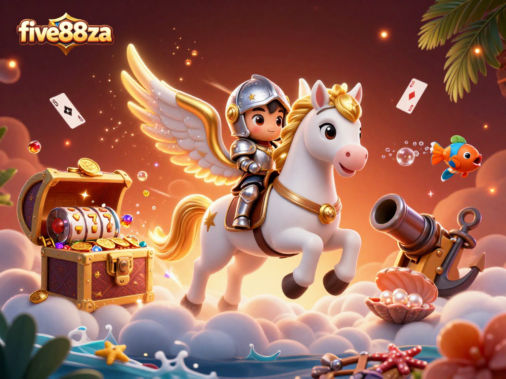 Experience exciting gameplay with five88za in a vibrant, ultra-detailed casino illustration.