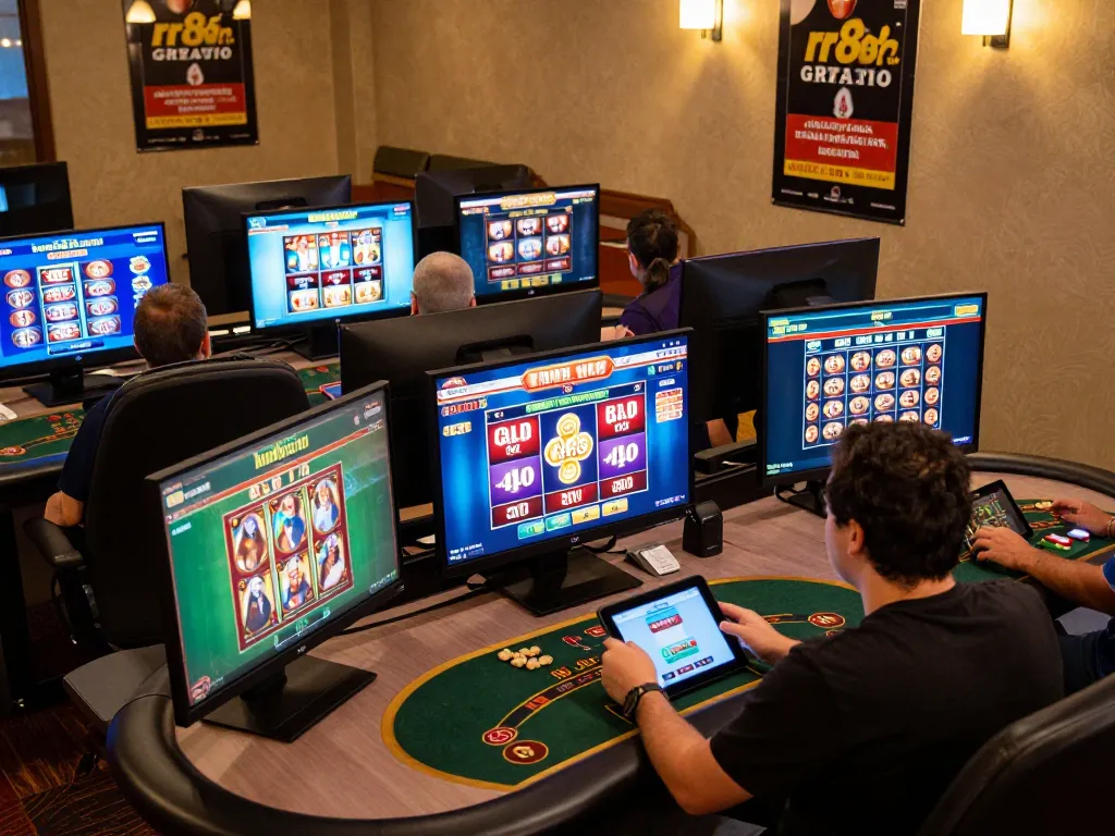 Engaging scene of a player experiencing rr88 gratis online games at home, showcasing dynamic betting activity.