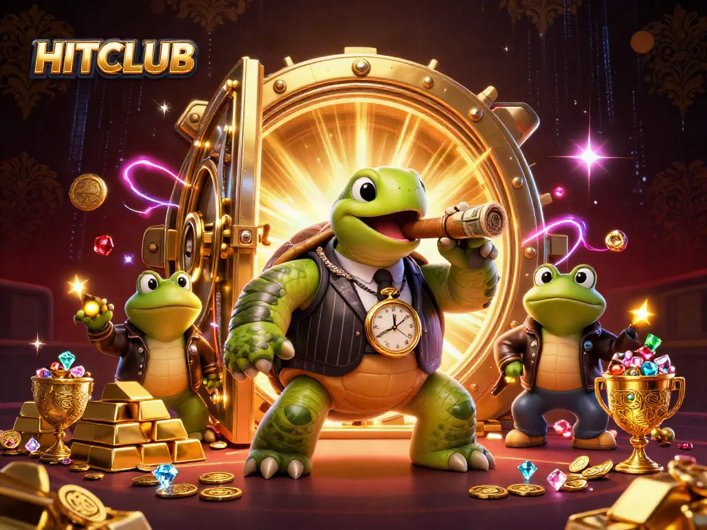 HITCLUB's dynamic casino scene with rich treasures and engaging characters, highlighting thrilling gaming excitement.