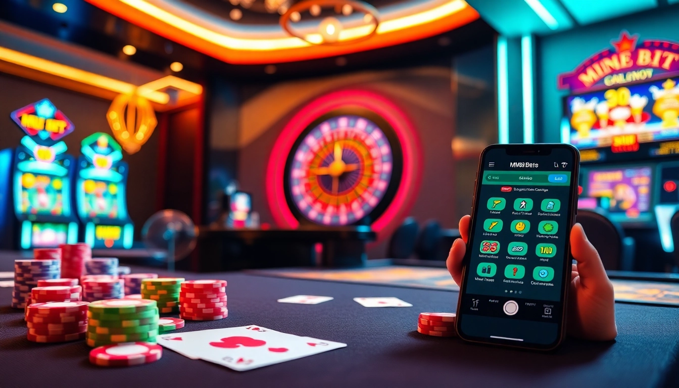 Experience thrilling MM88 Bets action at a vibrant casino table with chips and cards.