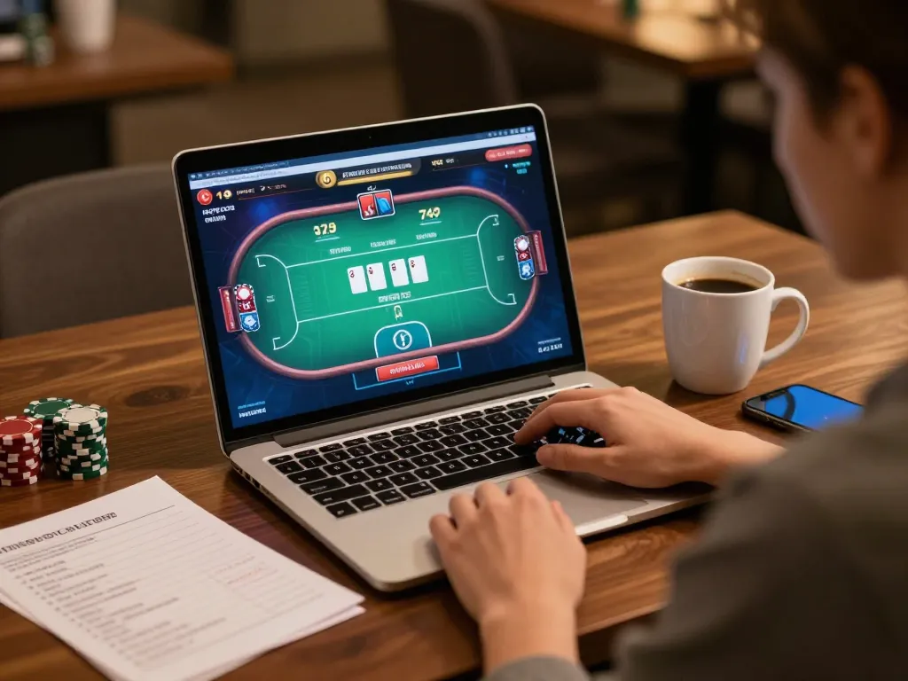 Engaging in exciting online gameplay at Lu88 with strategic betting on laptop.