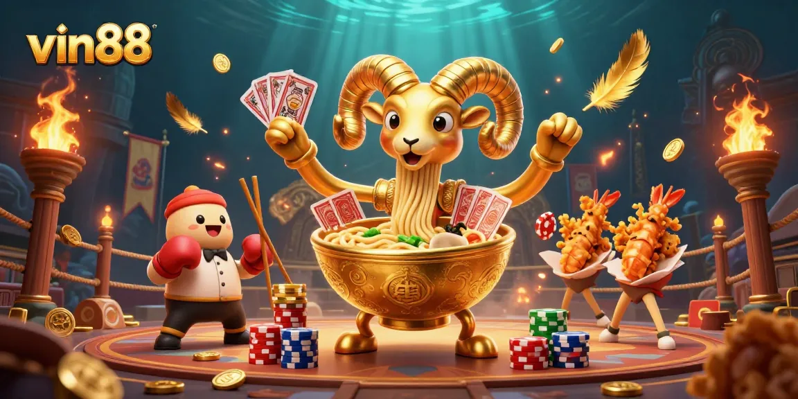 Win big at vin88 with a dynamic casino scene featuring unique 3D characters and vibrant elements.