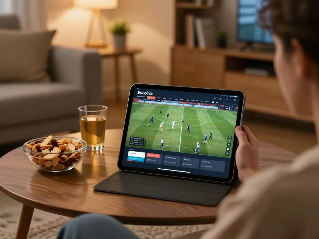 Socolive live streaming sports setup in a cozy home environment with interactive comments.