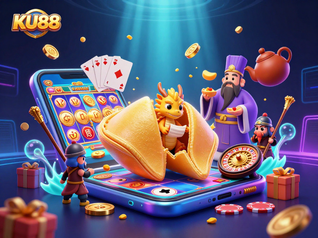 Engage with exciting gaming moments at KU88, showcasing a vibrant 3D casino scene.