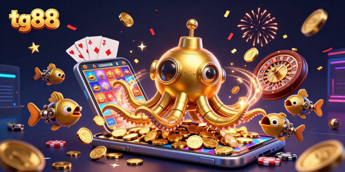 Play exciting casino games with tg88 in this vibrant gold-filled underwater scene.