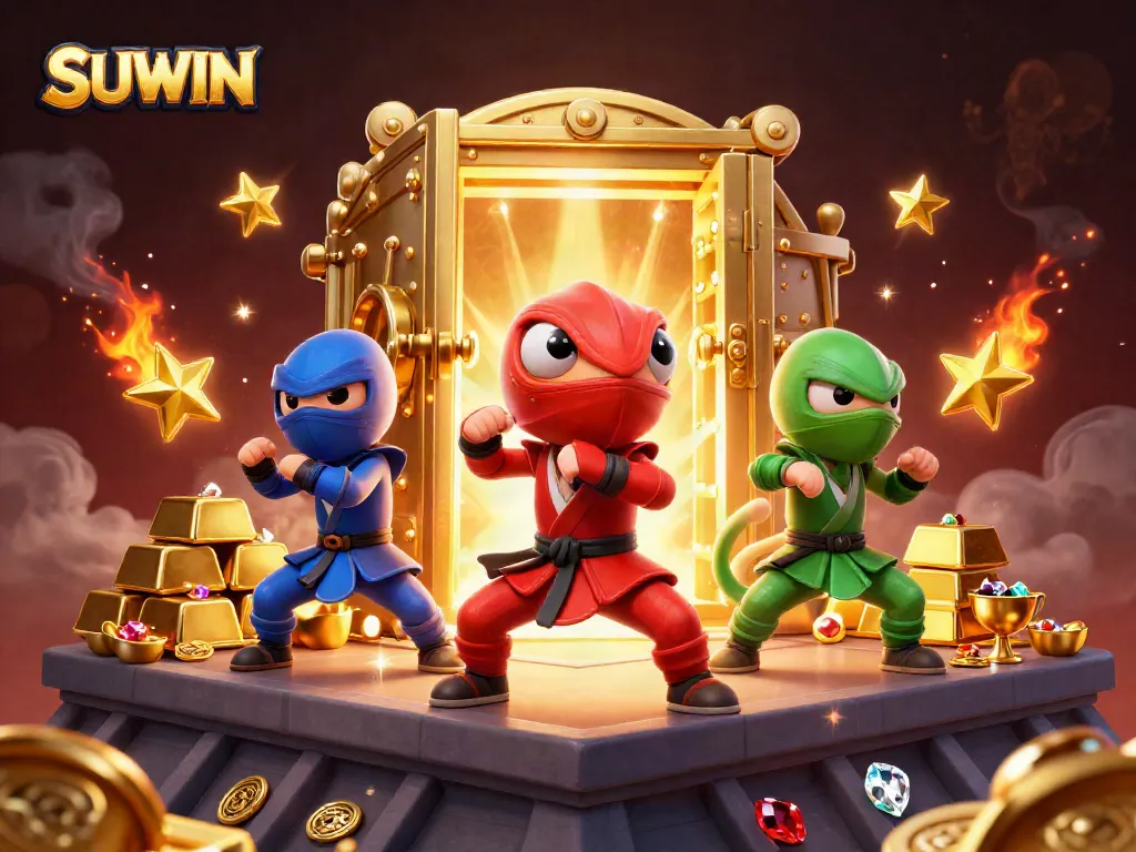 Suwin's 3D chameleon team showcases synchronized casino spirit with gold treasures.