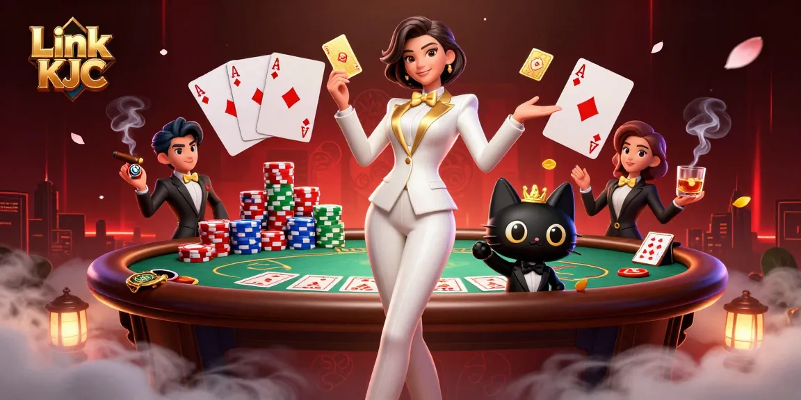 Play exciting casino games at Link KJC with glamorous design elements and poker themes.