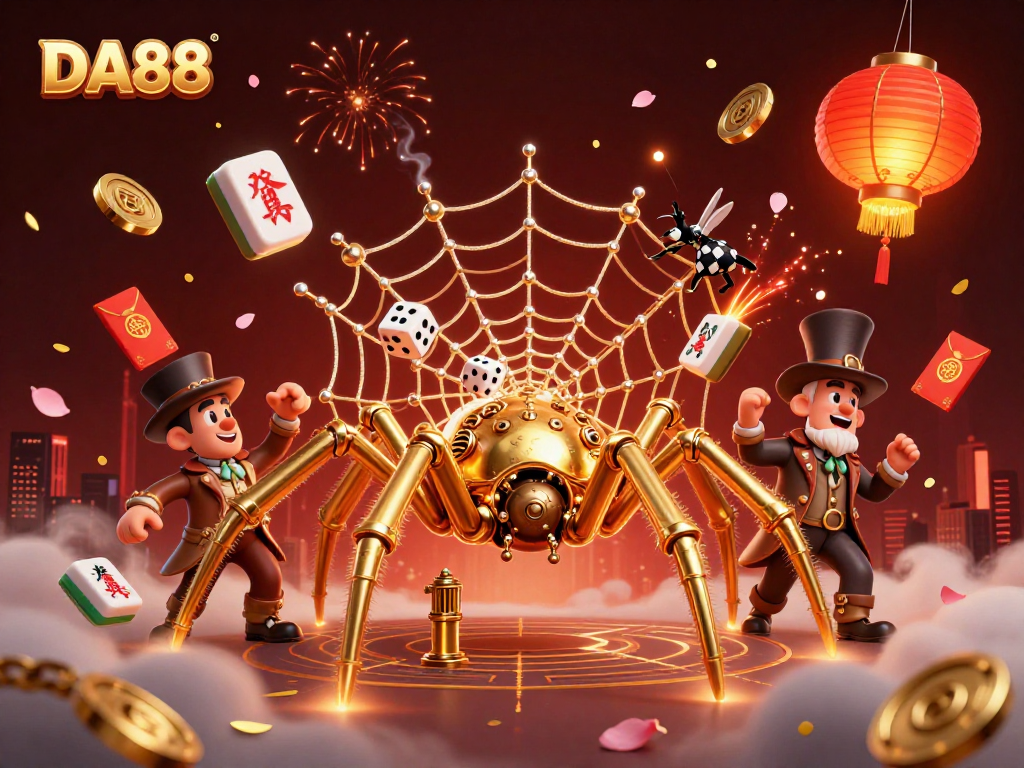 Catch winning opportunities with DA88's steampunk-themed casino adventure illustration.