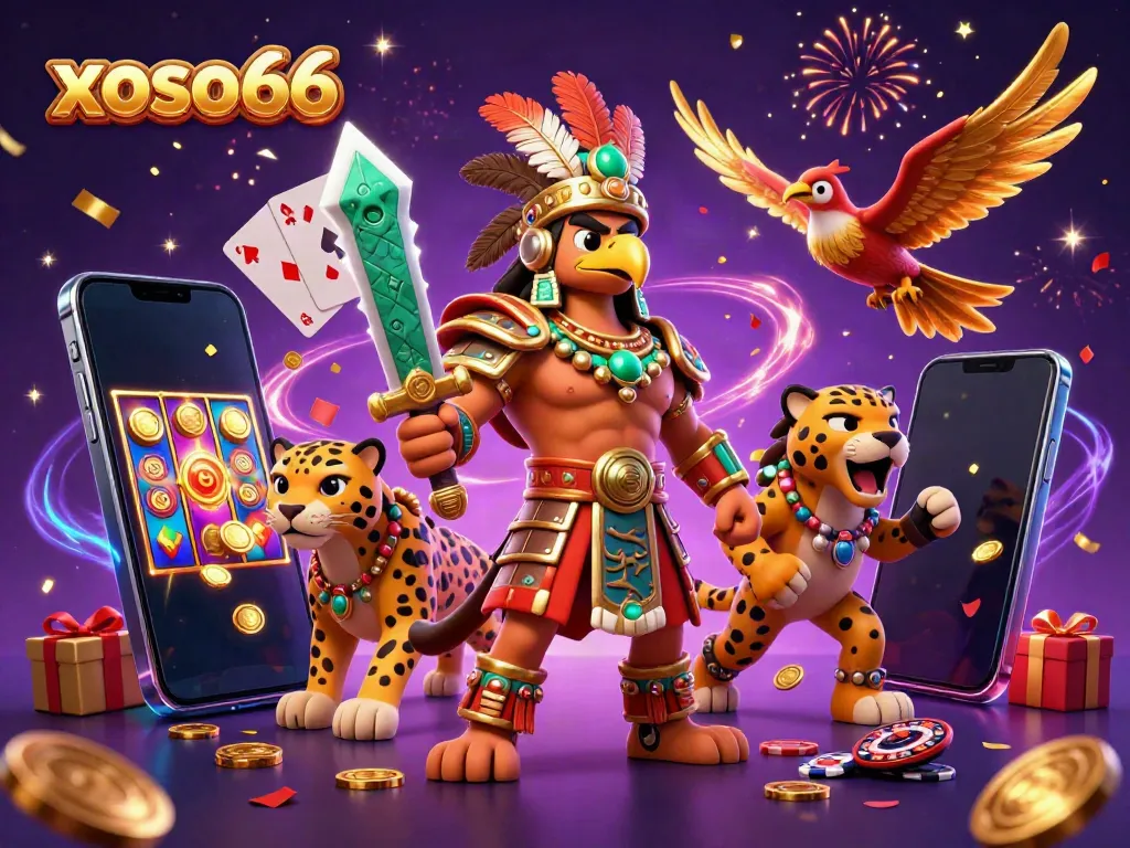 Experience thrilling games with xoso66 in this vibrant Aztec casino scene full of action.