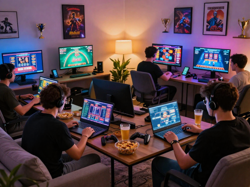 Players enjoying online gaming experiences on various platforms, showcasing the excitement of gambleonline.
