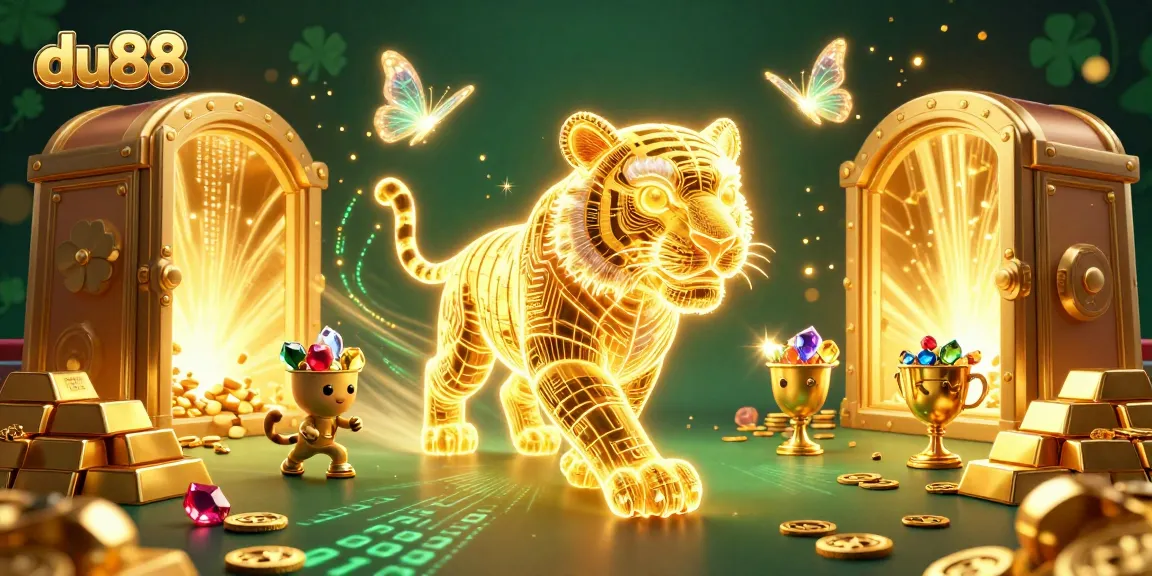 Experience the thrill of du88 with vibrant 3D visuals featuring a golden tiger and casino elements.