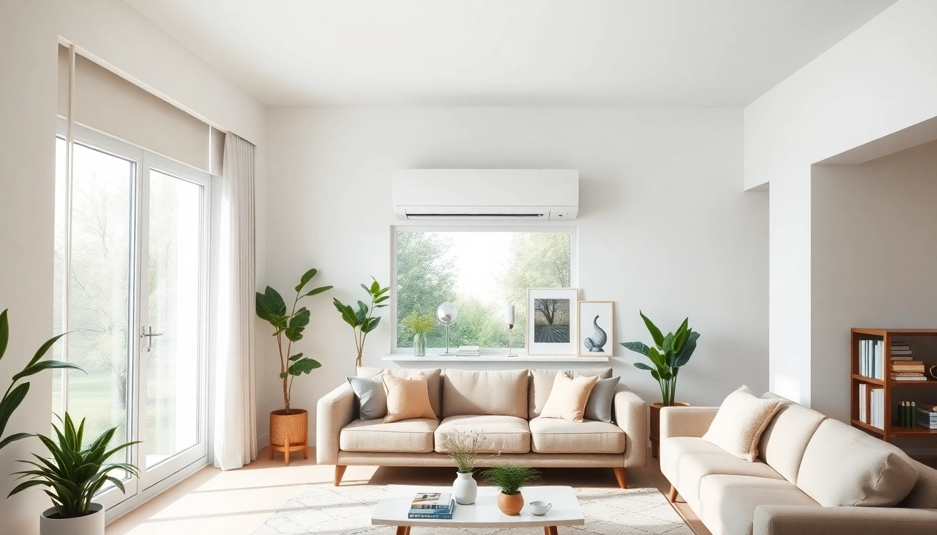 Highlighting a mitsubishi mini split ac unit in a stylish living room for effective climate control.