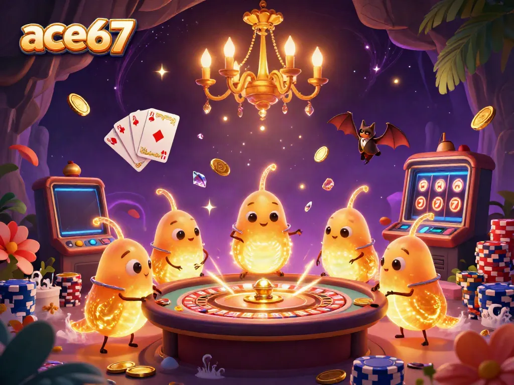 Experience exhilarating games at ace67 in a vibrant cave casino powered by glowworms.