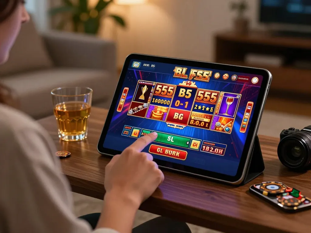 Enjoying live dealer games on the mobile app BL 555, showcasing vibrant casino interface.