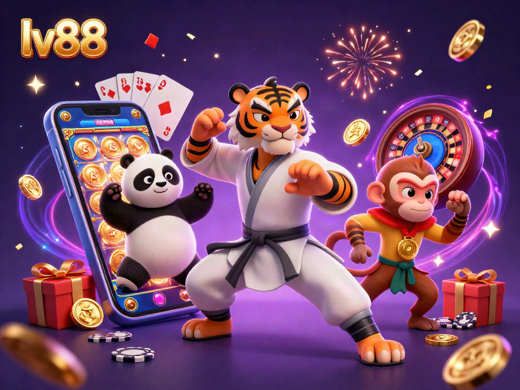 Experience winning excitement with lv88's thrilling animated casino promotions featuring vibrant characters.