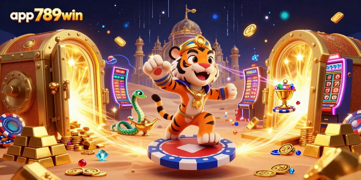 Experience the thrill of the app 789win in this dynamic casino adventure scene with stunning treasures.