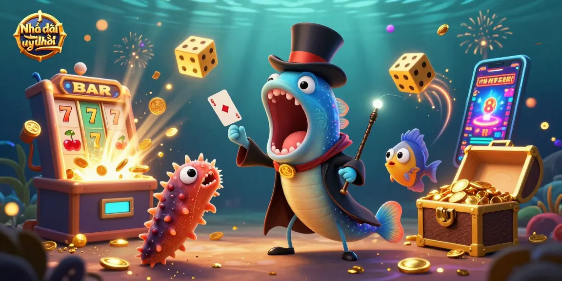 Engage with Nhà cái uy tín through an exciting underwater casino scene showcasing vibrant characters and game elements.