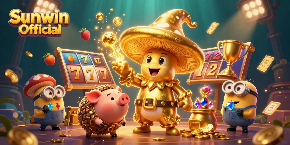 Experience the thrilling gameplay of Sunwin Official with golden wizard and slots dynamics in a captivating casino scene.