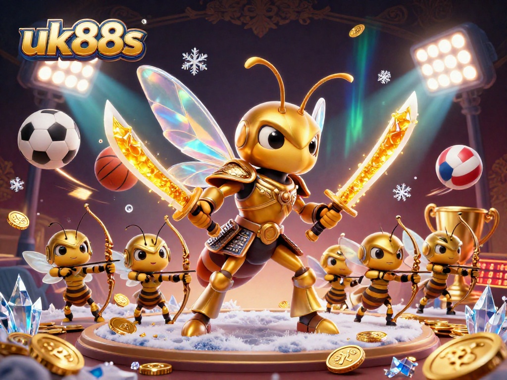 uk88s captivates with dynamic sports betting action, showcasing golden hornet heroes in an engaging casino scene.
