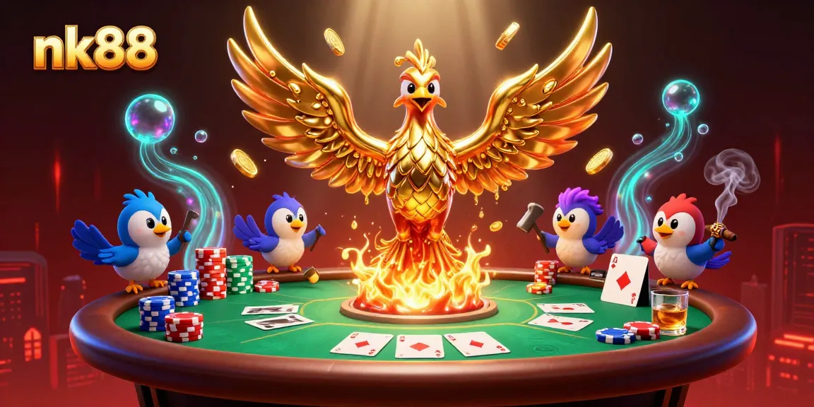 Experience thrilling gameplay at nk88 with a molten metal phoenix and poker action.