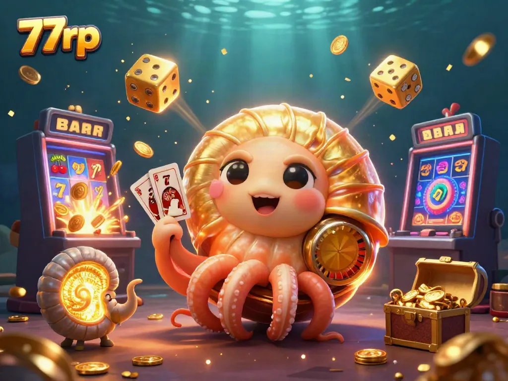 Experience the thrill of 77rp with an ancient nautilus roulette wheel and vibrant casino elements.